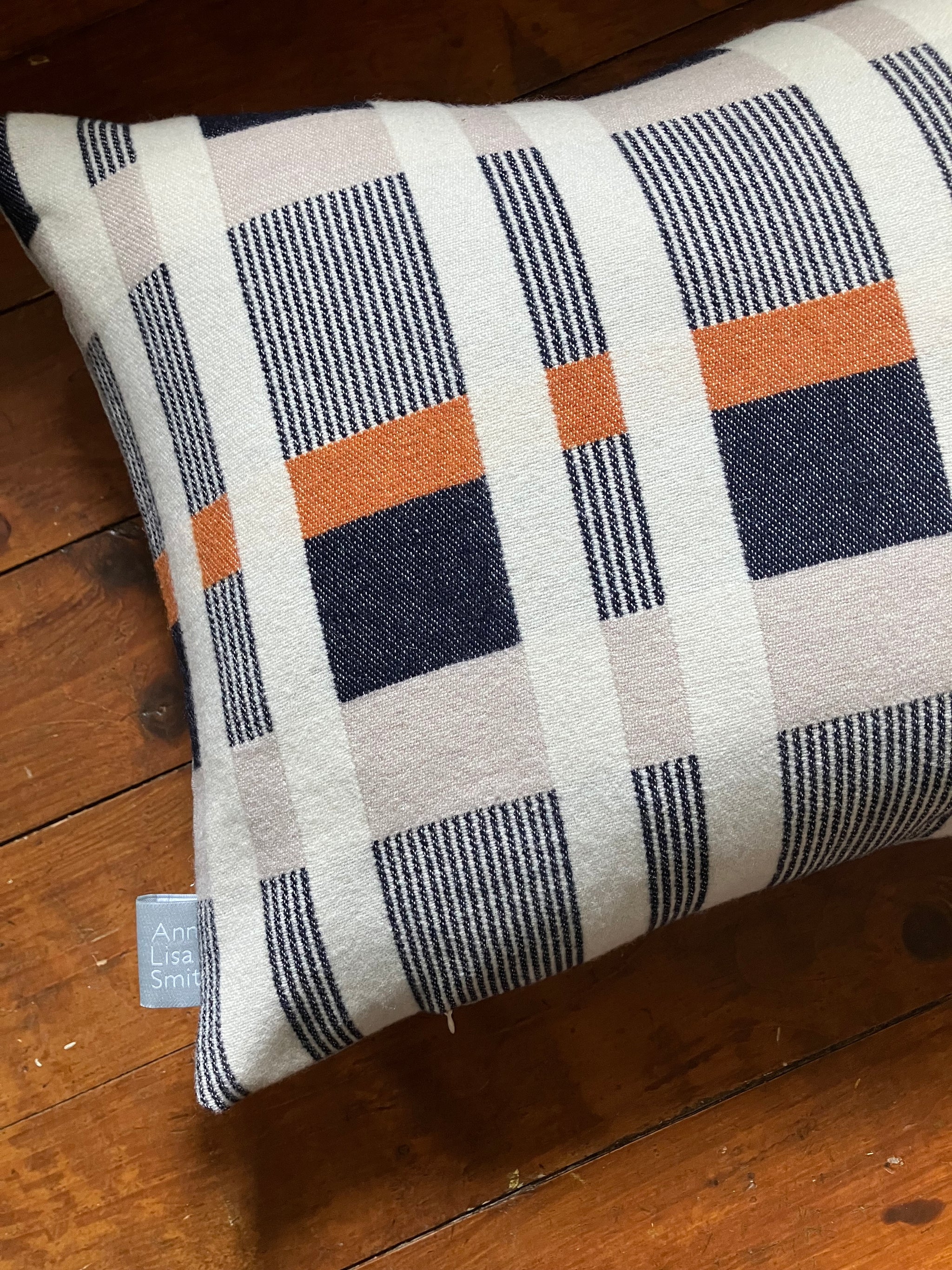 Navy And Rust Throw Pillows Flora Cushion In White, Navy, Rust And