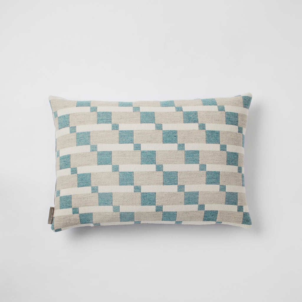 Merino wool cushions woven in England in a beautiful soft shade of Teal.
